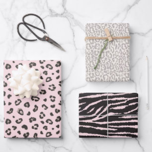 Feminine Pink Animal Print   Wrapping Paper Sheet