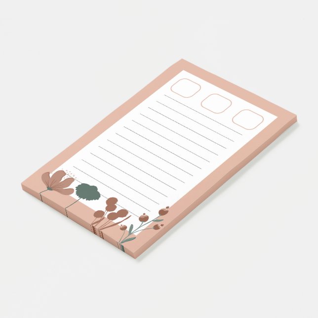Feminine pink background botanical chic post-it notes (Angled)