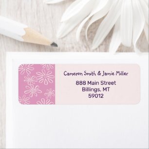 Feminine Pink Blush Floral Doodle Return Address