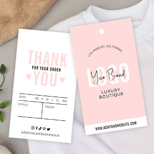 Feminine Pink Clothing Labels Boutique Hang Tags