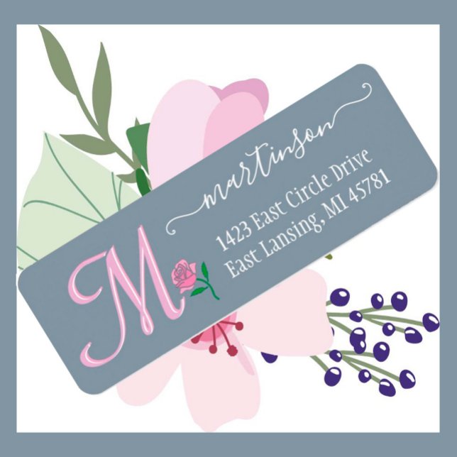 Feminine Pink Custom Monogram Swirl Return Address (Creator Uploaded)