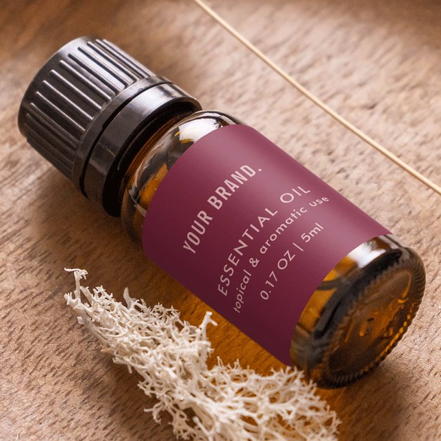 Feminine Pink Essential Oil Dropper Bottle Wrapper (Feminine Dusty Red & Pink Essential Oil Dropper Bottle Wrapper Label)