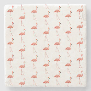 Feminine Pink Flamingo Pattern Stone Coaster