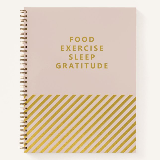 Feminine Pink Gold Foil Stripes Gratitude Journal (Front)