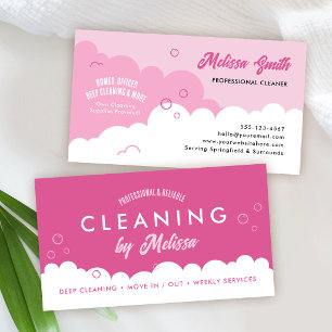 Feminine Pink Home Cleaning Services Professional Business Card