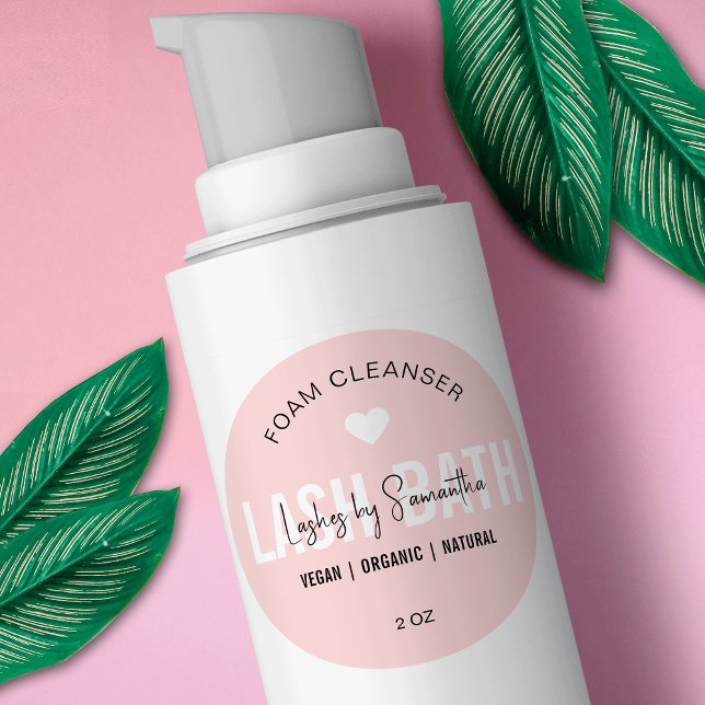 Feminine Pink Lash Extension Shampoo Cleanser Classic Round Sticker (Creator Uploaded)
