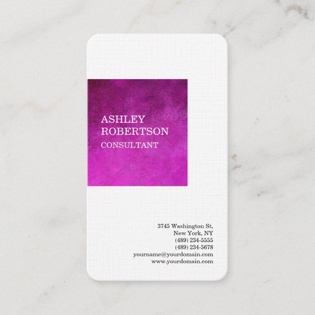 Feminine Pink Modern Professional Minimalist Business Card (Front)