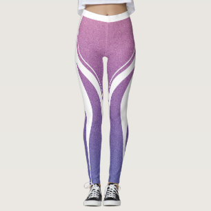 Feminine Pink Purple Glitter Heart Bum Gym Leggings