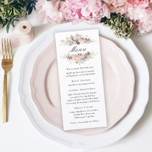 Feminine Pink Rose Floral Event Menu