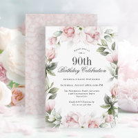 Feminine Pink Roses 90th Birthday Party