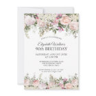 Feminine Pink Roses Floral 90th Birthday Party