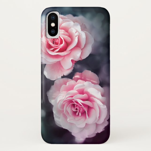 Feminine Pink Roses Floral Photo Case-Mate iPhone Case (Back)