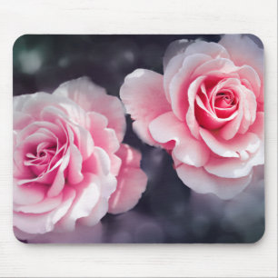 Feminine Pink Roses Floral Photo Mouse Mat