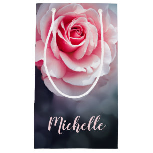 Feminine Pink Roses Floral Photo Small Gift Bag