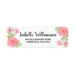 Feminine Pink Roses Return Address Labels