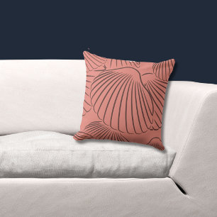 Feminine Pink Seashell Pattern Throw Pillow