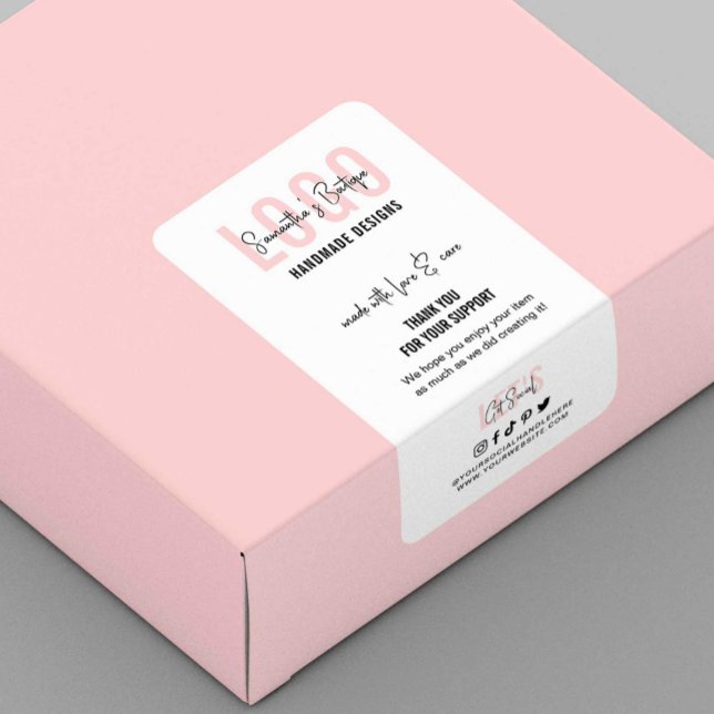 Feminine Pink Thank You For Order Logo Box Seal (Creator Uploaded)