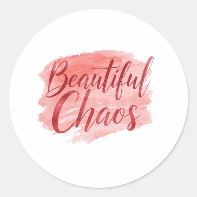 Feminine Pink Watercolor Beautiful Chaos Classic Round Sticker (Front)