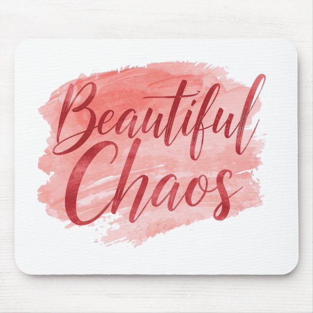 Feminine Pink Watercolor Beautiful Chaos Mouse Mat (Front)