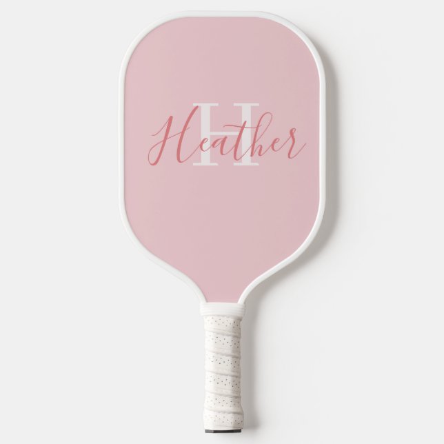Feminine Pink with Name and Initial Pickleball Paddle (Front)