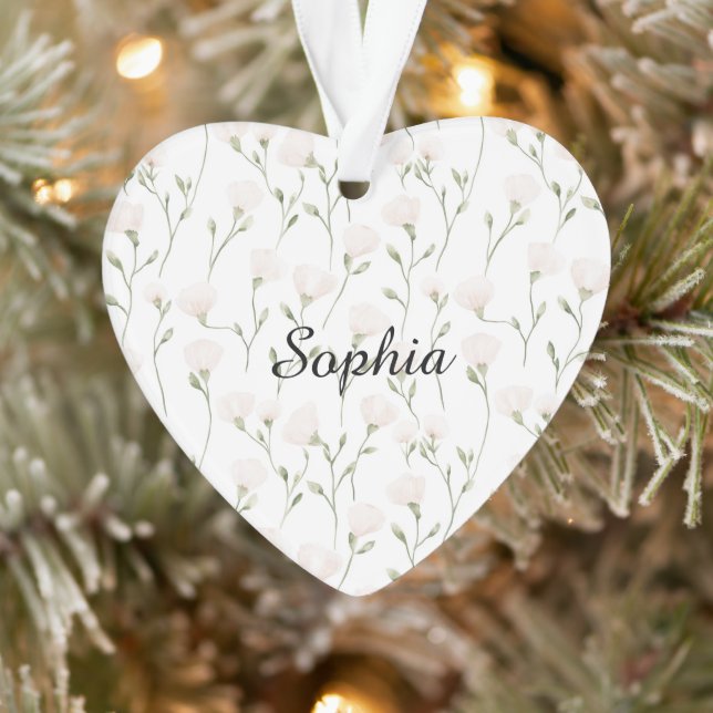Feminine Pretty Blush Pink Flowers Christmas Ornament (Tree)
