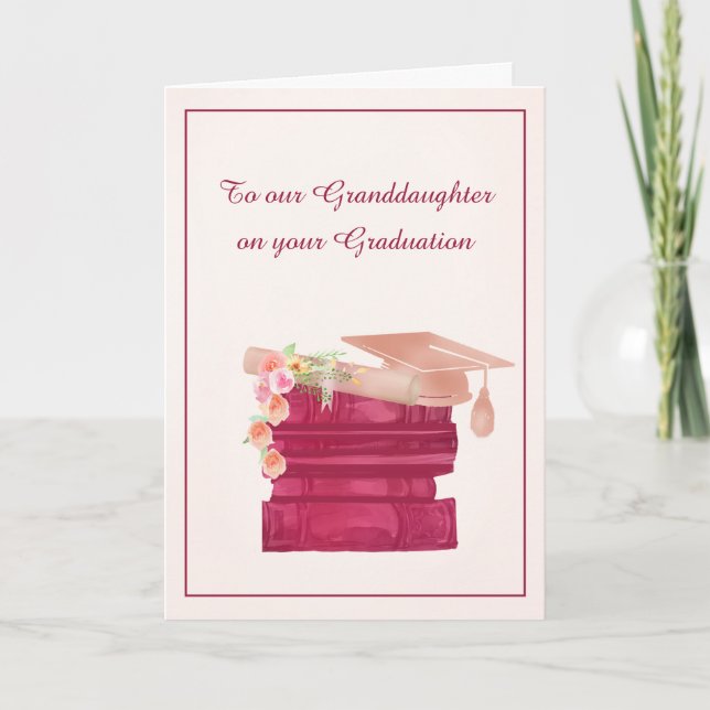 Feminine Pretty Pink Graduation Card (Front)