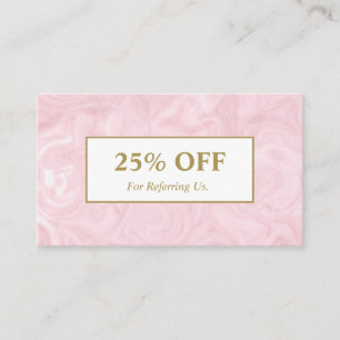 Feminine  professional rose gold marble salon spa referral card
