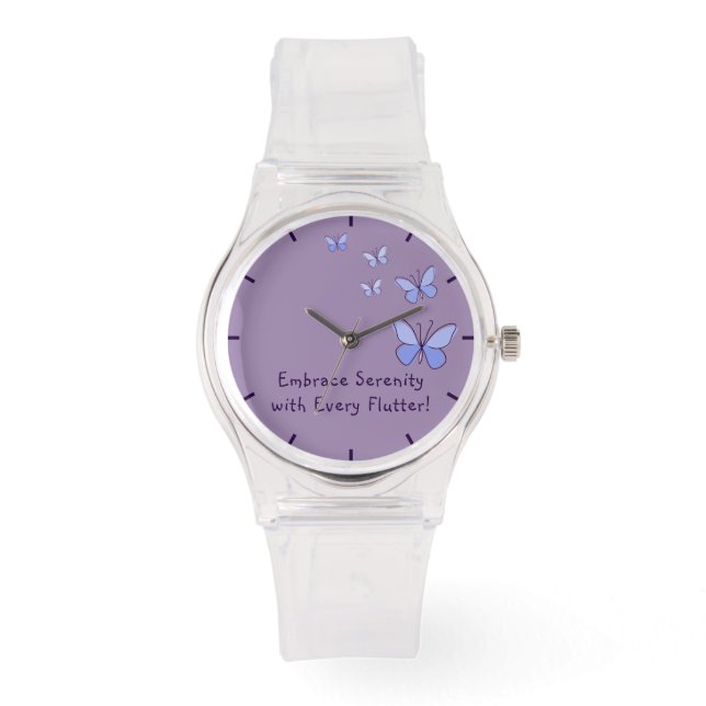Feminine Purple Blue Butterflies with Quote Watch (Front)