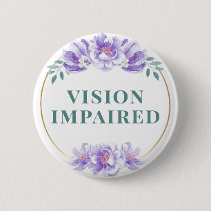 Feminine Purple Rose Floral Vision Impaired 6 Cm Round Badge