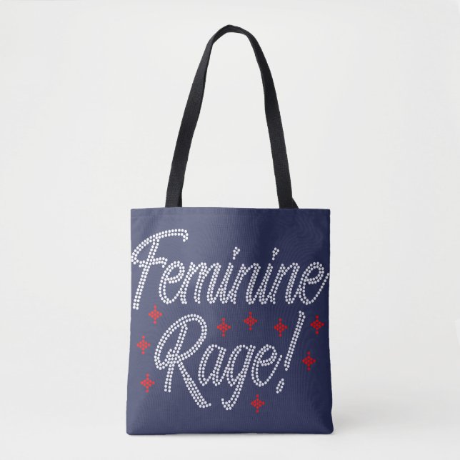 Feminine Rage Rhinestone Design Tote Bag (Front)