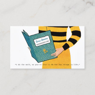 Feminine Retro Bookkeeper Woman Financial Advisor Business Card