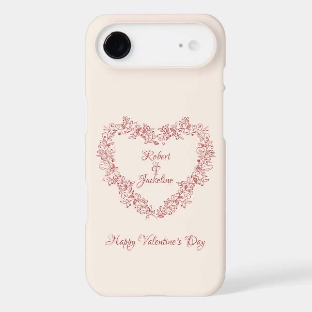 Feminine Romance Floral Red Heart Valentines Day (Back)