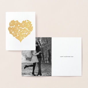 Feminine Roses Heart Cluster Valentine's Day Card