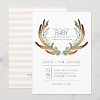 Feminine Rustic Antlers | Watercolor Baby Shower