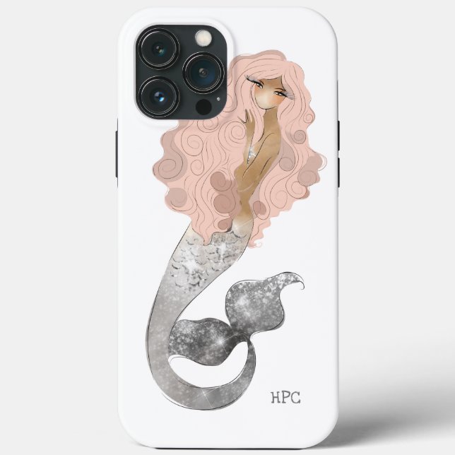 Feminine Sea Goddess Mermaid with Monogram Case-Mate iPhone Case (Back)