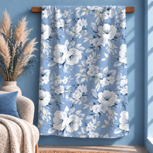 Feminine Shabby Chic White Flower Blanket Art
