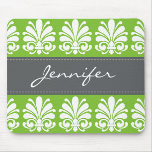 Feminine Shell Flourish Damask Personalised Mouse Mat