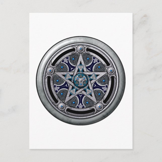 Feminine Silver Pagan Pentacle Postcard (Front)