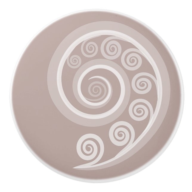 Feminine Silver-Pink Curls & Swirls Ceramic Knob (Front)