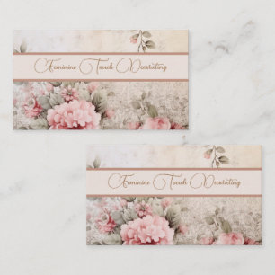 Feminine soft neutral coloured floral business card