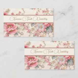 Feminine soft neutral coloured floral business card