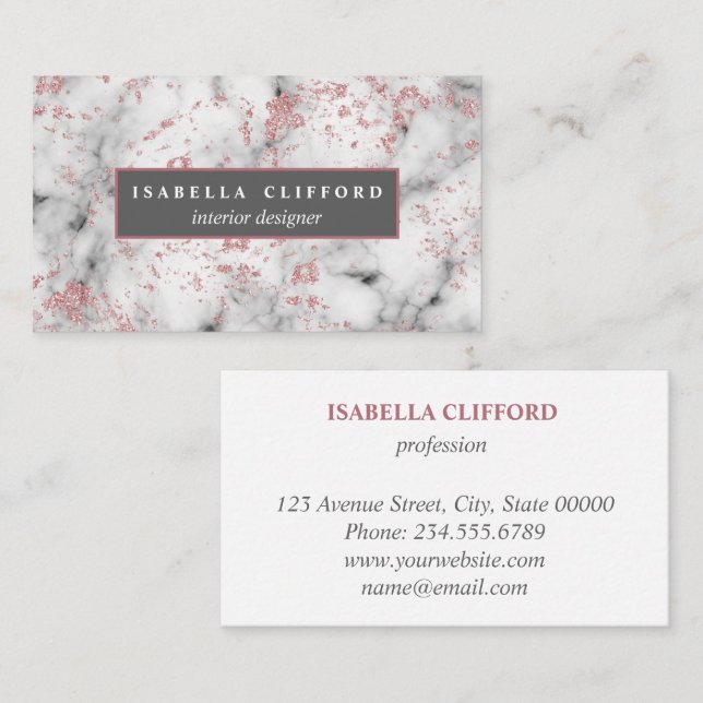 Feminine sparkling rose gold  |  professional business card (Front/Back)