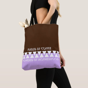 Feminine Striped Typography Coffee Mum Quote Tote Bag