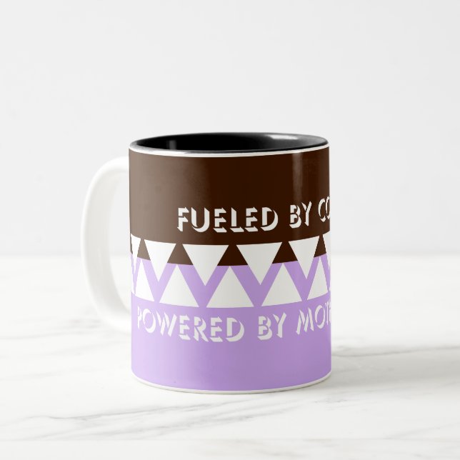 Feminine Striped Typography | Coffee Mum Quote Two-Tone Coffee Mug (Front Left)