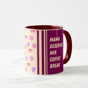 Feminine Stripes Mama Coffee Break Art Mug