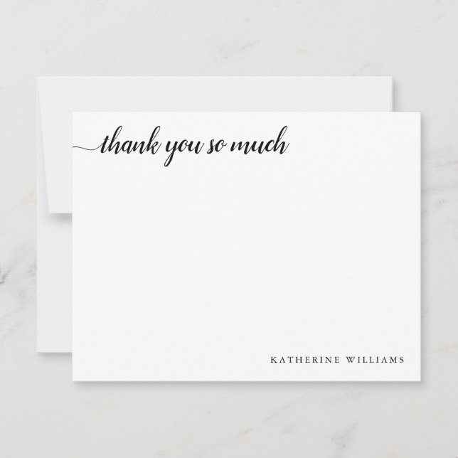 Feminine Thank You So Much Elegant Modern Script Card (Front)