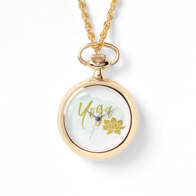 *~* Feminine Trendy Gold Glitter Yoga Lotus Watch (Front)
