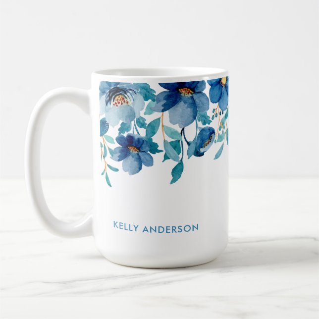 Feminine Trendy Monogrammed Botanical  Coffee Mug (Left)
