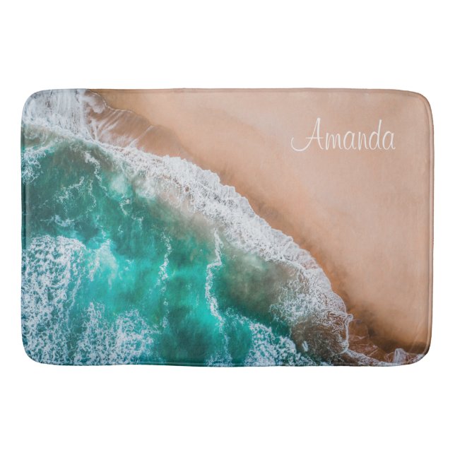 Feminine Tropical Beach Background Bath Mat (Front)