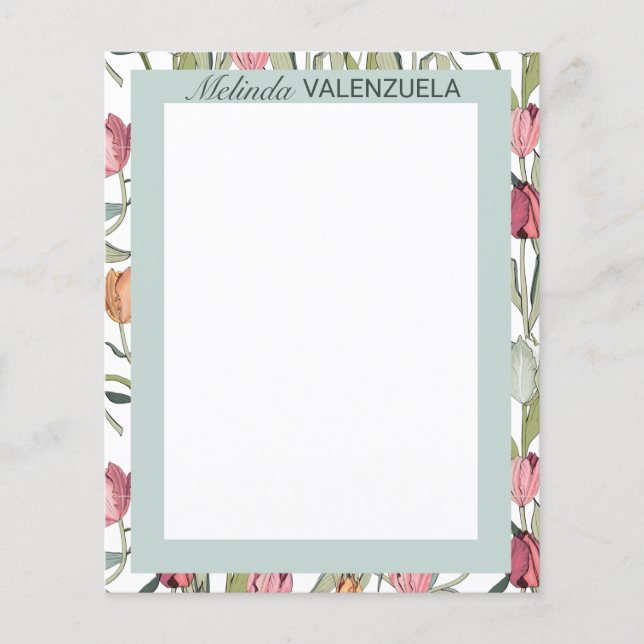 Feminine Tulip Floral Watercolor Personalised   (Front)